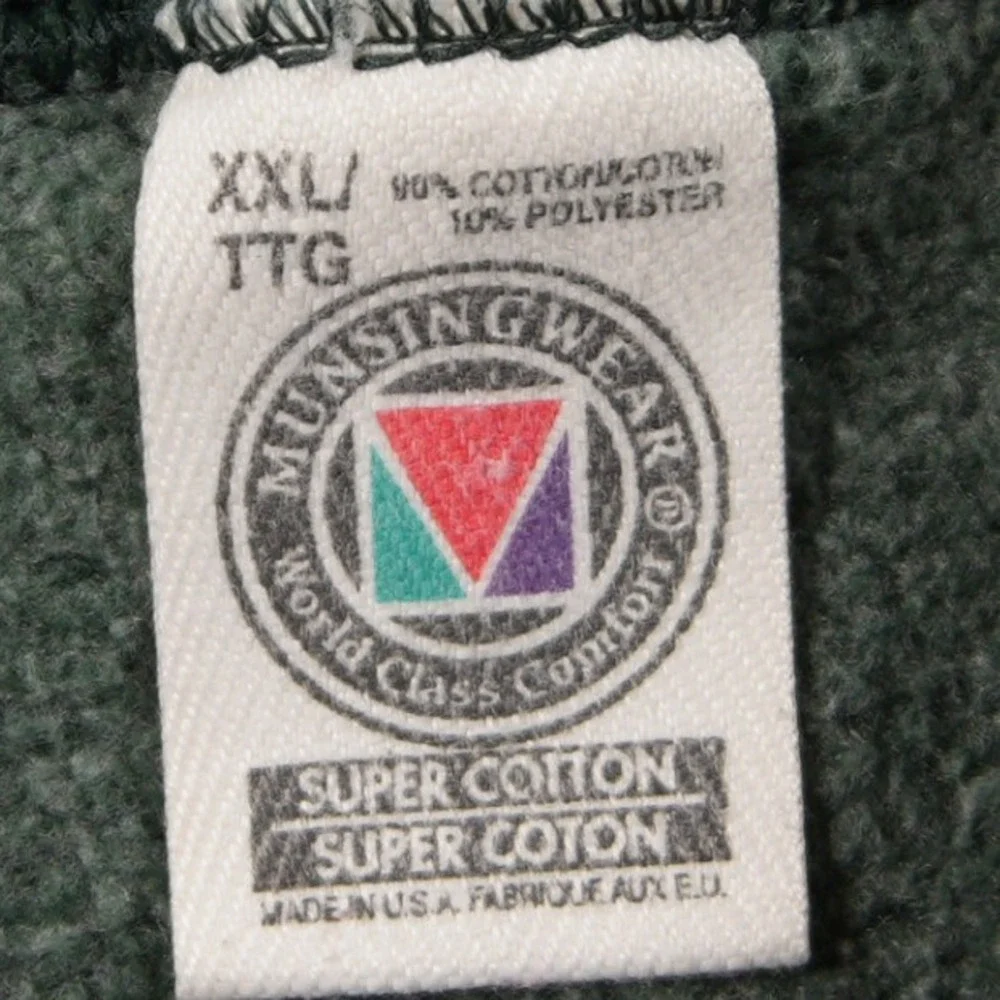 Vintage USA Black Green Munsingwear Super Cotton Crewneck Men Sweatshirt XXL